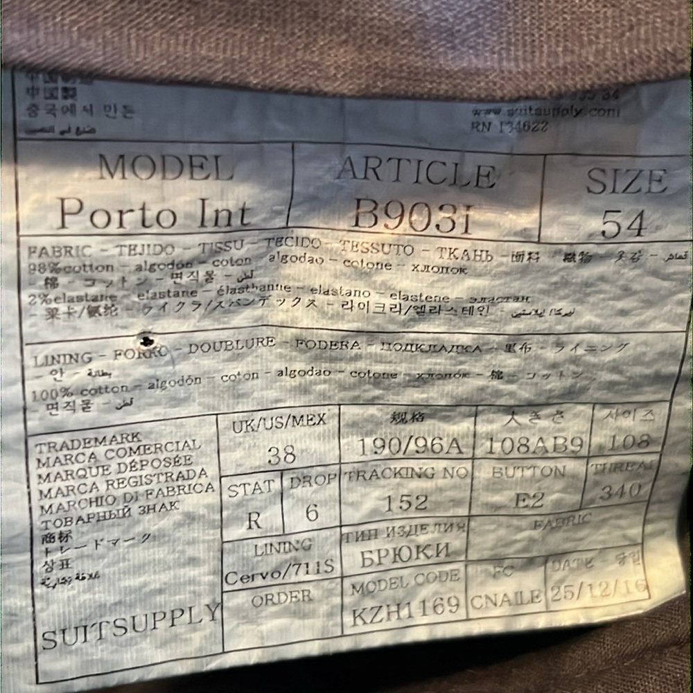 $129 Suitsupply Porto Navy mens Chinos 36x36 - Picture 7 of 8